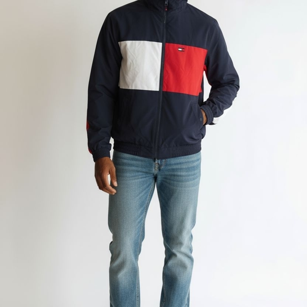 Vintage Tommy Hilfiger Color Block Puffer Jacket With Hood